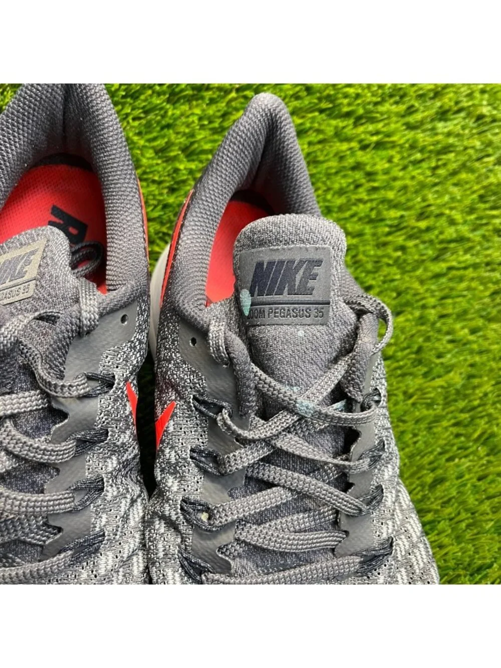 Nike Air Zoom Pegasus 35 Men Size 11 Gray Orange Athletic Running Shoes Sneakers